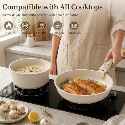9Pcs Granite Nonstick Pots and Pans Set, Oven Safe, Stackable | Induction Compatible, Non-Toxic Cookware Set with Detachable Handle for Rvs, Camping, Pfos/Pfoa-Free4