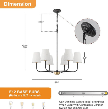 31.5" Dining Room Chandelier with Shades Modern Pendant Lights Kitchen6