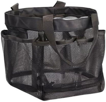 Mesh Shower Caddy Tote Bag 8 Pockets, Hanging Portable Toiletry Bag for Men and Women, College Dorm Essentials Quick Dry Bath Organizer for College Dorms, Gym, Camp (Black)8