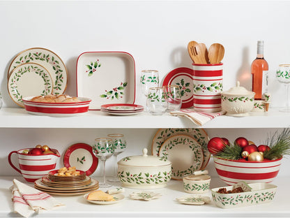 Holiday Christmas Porcelain 12-Piece Dinnerware Set with Mugs10