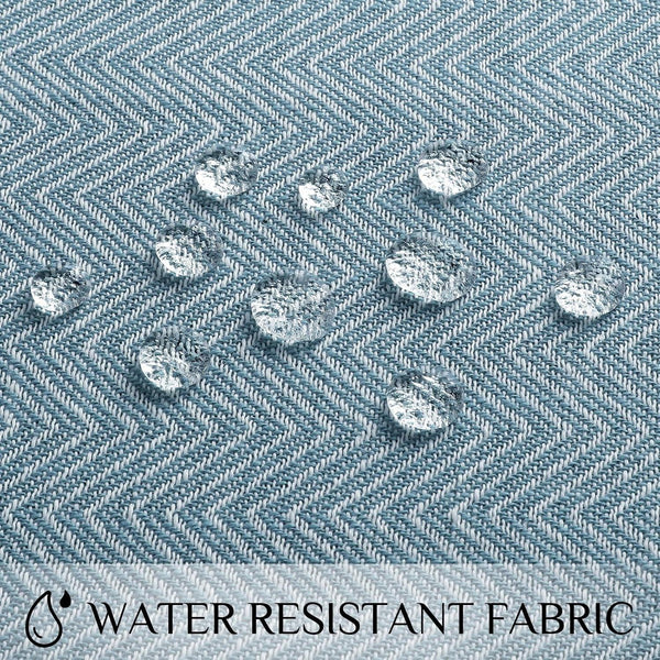 Outdoor Linen Tablecloth Rectangle, Waterproof Cotton Boho Farmhouse Table Cloths with Tassel, Heavy Weight Wrinkle Free Table Cover for Picnic Camping Dining - 55 X 70 Inch, Blue Stripe3