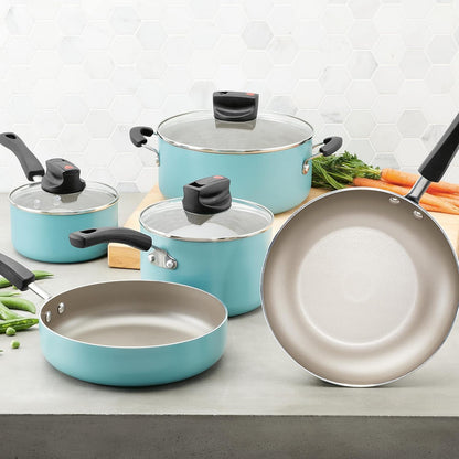 Smart Control Nonstick Cookware Pots and Pans Set, 14 Piece, Aqua2