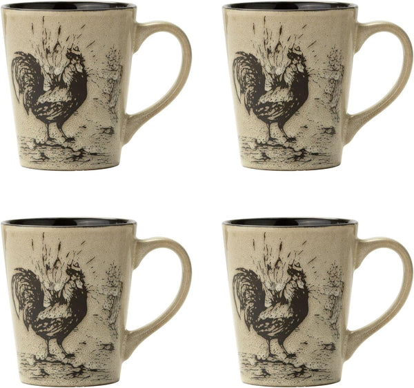 Homespun Rooster 16-Piece Dinnerware Set, Service for 4 Brown6