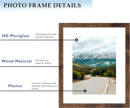 11X14 Picture Frame with 8X10 Mat Deep Brown, Display 8X10 with Mat or 11X14 without Mat, Wood 11 by 14 Photo Frame, 11 X 14 Frame for Wall Hanging Display, Deep Brown5