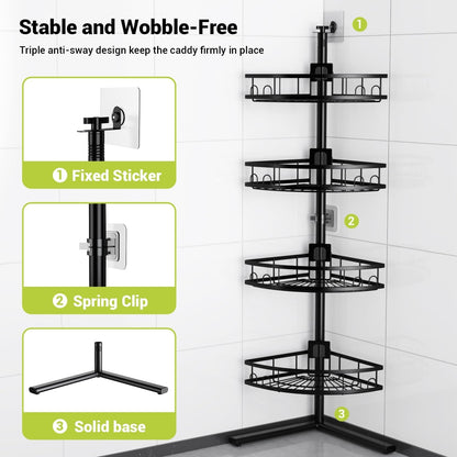 Standing Shower Caddy Corner - Rustproof Bathroom Shower Stand Shelf4