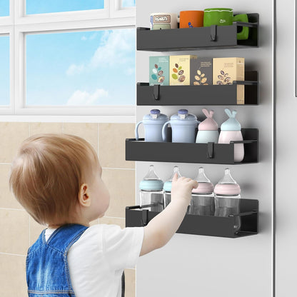 4 Pack Magnetic Spice Rack Organizer for Refrigerator and Oven, Black Fridge Organizers and Storage for Kitchen7