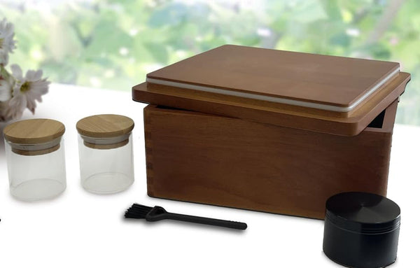 Stash Box with Tray - Large Wooden Box with Accessories Storage Stash Box Set - Decorative Wood Box for Herbs Smell Proof Box (9.5Inch)7