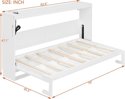 Side-Folding Murphy Bed with Printed Front, LED and USB Outlet-Z2