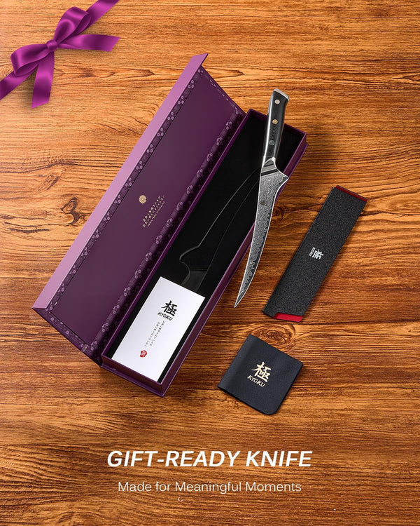 7" Japanese Damascus Fillet Knife for Fish, Filet Boning Knife for Fishing Skinning for Professional & Home Chefs,Ultra Sharp VG10 Full Tang Butcher Knife for Filleting Deboning Meat Cutting6