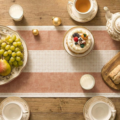 Caramel Farmhouse Rustic Fall Table Runner, Seasonal Macrame Fabric Kitchen Dining Holiday Wedding Table Decor for Home Party 13X72 Inch3
