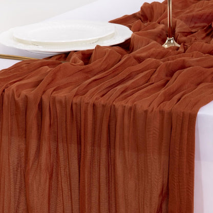 Fall Table Runner Terracotta Cheesecloth Boho Wedding Birthday Party6