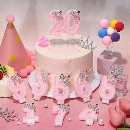 Pink Crown Number 3 Birthday Candle, 3Rd Birthday Crown Girl, Princess Cake Topper, Anniversary Celebrations Party Supplies6