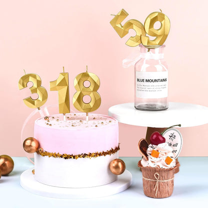 2.76 Inch Crystal Gold 10 Number Birthday Candles, Gold Number Candles, Cake Number Candles, Party Celebration5