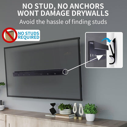 Studless Drywall TV Mount for 13-55 Inch Tvs, No Stud TV Wall Bracket Max VESA 400X400Mm up to 100 Lbs Universal Fits Most LED LCD Plasma Flat/Curved Screen Tvs & Monitors-Upgraded Bubble Level5