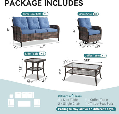 7 Piece Outdoor Patio Furniture Set for Backyard, Navy Blue3