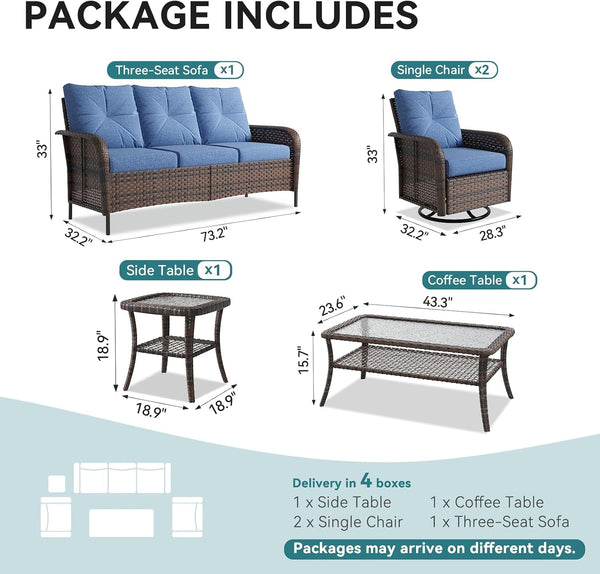 7 Piece Outdoor Patio Furniture Set for Backyard, Navy Blue3