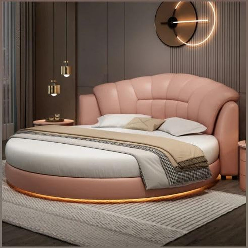 ivory-color-genuine-leather-led-leather-round-bed