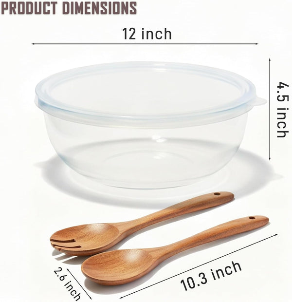 Large Glass Bowls with Lid,Thickened Clear Glass Salad Cooking Bowls4