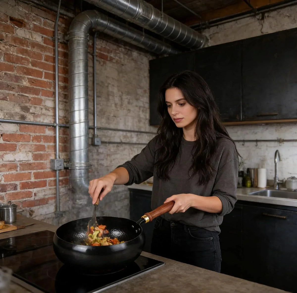 hand-forged-hammered-wok-metal-iron-big-belly-wok-pan-nonstick-woks-stir-fry-pans-with-lid-versatile-wok-geometry-ergonomic-handle-bottom-diameter-7-09in-for-gas-stoves-11-02in