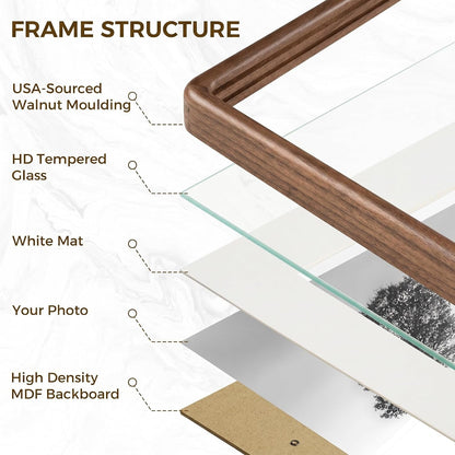 5X7 Picture Frame, Solid Walnut Wood Frame with Mat for 4X6 Photo5