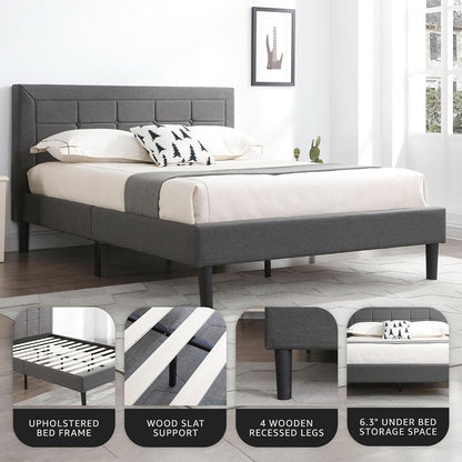 Mornington Upholstered Platform Bed Frame, Dark Gray, Full Size3