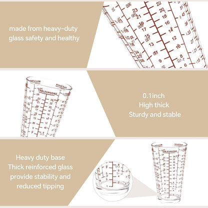 12OZ Heavyweight Glass Measuring Cup Graduated Pint Glass Cup with 5 Scales Liquid and Dry Measuring Cup for Baking4