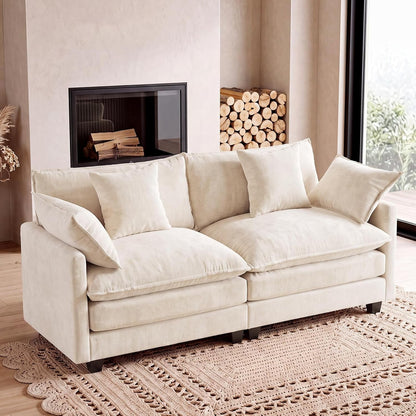 77" Cloud Chenille Loveseat Sofa Couch with Pillows, 2‑Seater, Beige1