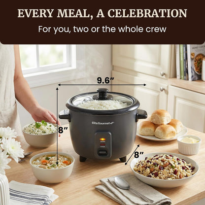 ERC6GC Ceramic Rice Cooker, Pfas-Free Non-Stick, Gray | 6-Cup Capacity - Ceralast Coating - Tempered Glass Lid - One-Touch Cooking - Includes Bpa-Free Measuring Cup and Spatula7