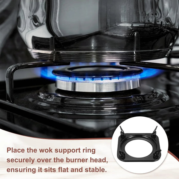 Wok Ring for Gas Stove, 4.9 Inch Cast Iron Gas Stove Rack Wok Support Ring Square Cooktop Solid Stand Brackets Replacement Accessories for Home Kitchen Burner, Black5