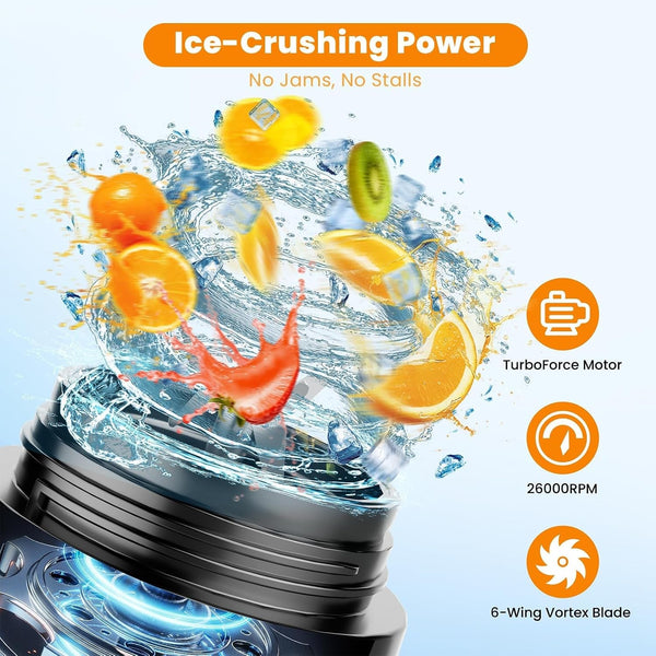 Personal Size Portable Blender for Shakes & Smoothies, 16Oz Mini Small Smoothie Blender with on Go Lid & Sip Lid, 26000RPM Rechargeable Cordless Electric Blender for Travel Gym Office (Black)2