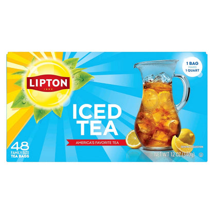 Lipton Unsweetened Iced Tea Bags, Family Size Zero Calories, 48 Tea Bags | 48 Unsweetened Family Size(1 Quart) Black Tea Bags. Zero Calories Rainforest Alliance Certified for Iced Tea Brewing1