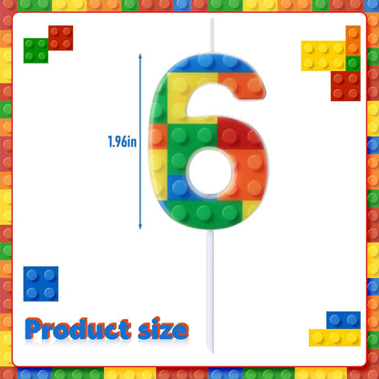 Building Block Birthday Number Candle Cake Topper, Number 62
