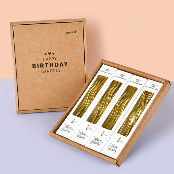48-Count Gold Spiral Long Thin Metallic Birthday Candles, Cake Candles, Birthday Parties, Wedding Decorations, Party Candles3