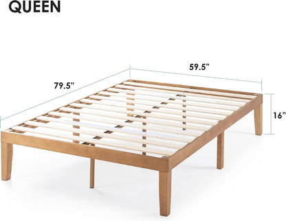 Naturalista Classic 16 Inch Solid Wood Platform Bed with Wooden Slats, Natural Pine, Queen2