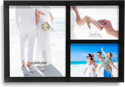 Collage Picture Frame Black Wood 8X10 3-Opening 1 Pack1