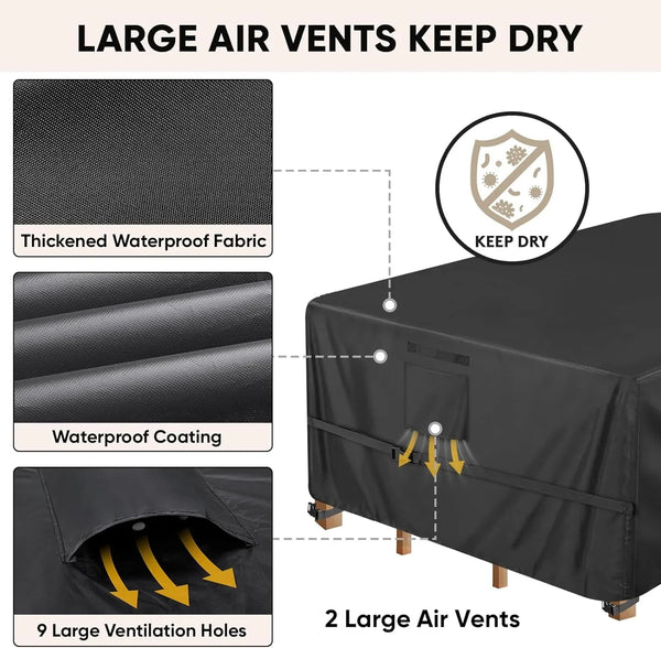 Patio Furniture Covers, Outdoor Furniture Covers Waterproof, Heavy Duty Oxford Patio Table Cover for Outdoor Table, Chair, Sofa, Desk (Black, 108"L X 82"W X 28"H)5