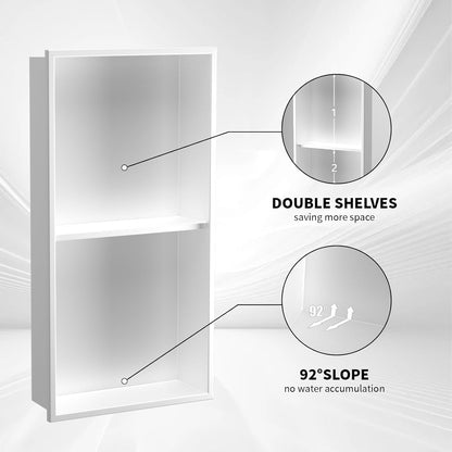 12"×24" Stainless Steel Shower Niche No Tile Needed White6