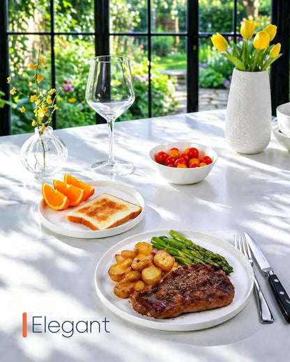 Dinnerware Sets for 4, 12 Piece White Opal Glass Dish Set9