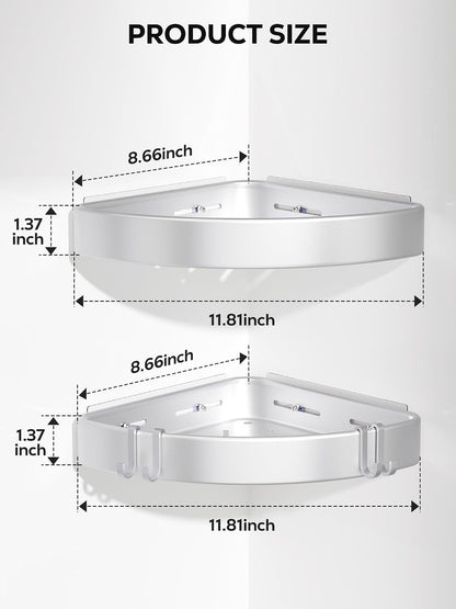 Adhesive Shower Caddy Corner, 2 Pack, Silver2