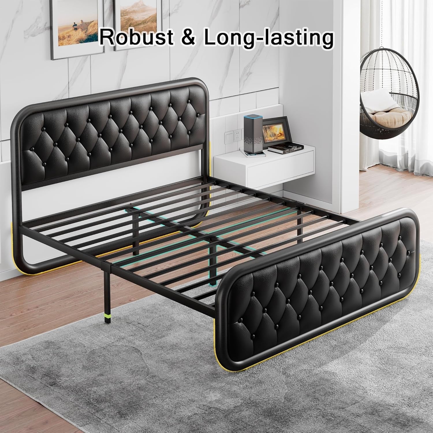 full-size-metal-bed-frame-with-button-tufted-leather-upholstered-headboard-and-footboard-u-shape-support-foundation-no-box-spring-required-black
