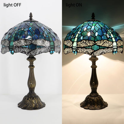 Tiffany Table Lamp Stained Glass Bedside Reading Light W12H19 Inch5