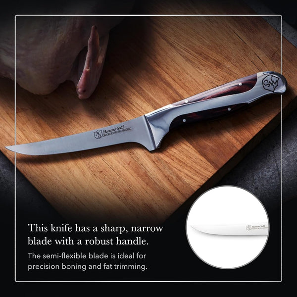 6 Inch Boning Knife | German Forged High Carbon Steel Fillet Knife | Kitchen Knife for Boning, Filleting, & Trimming | Butcher Knife with Ergonomic Quad-Tang Pakkawood Handle & Gift Box5