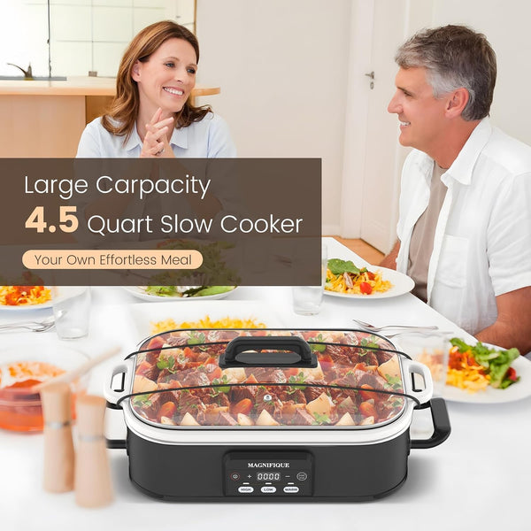 4 Quart Casserole Programmable Slow Cooker with Ceramic Baking Dish - Perfect Kitchen Small Appliance for Family Dinners, Oven Safe and Durable Bakeware for Lasagna, Roasts, Black7