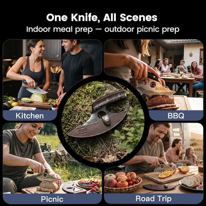 Lightweight Ulu Knife, Salad Rocker Chopper with Leather Sheath8