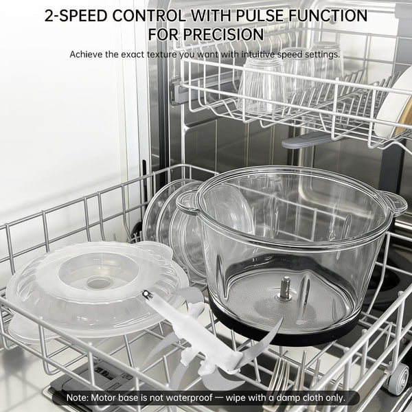 Electric Food Processor and Vegetable Chopper, 2L Glass Bowl Small Food Mixer for Meat, Vegetables, Nuts, with 2-Speed & Pulse Control for Easy Clean, Compact Kitchen Gadget6
