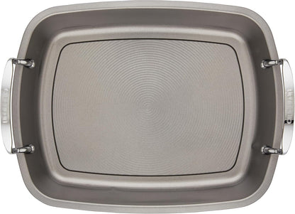 Total Bakeware Nonstick Roaster, Roasting Pan with Rack, 17-Inch X 13-Inch, Gray13