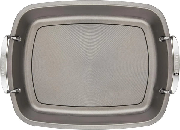 Total Bakeware Nonstick Roaster, Roasting Pan with Rack, 17-Inch X 13-Inch, Gray13