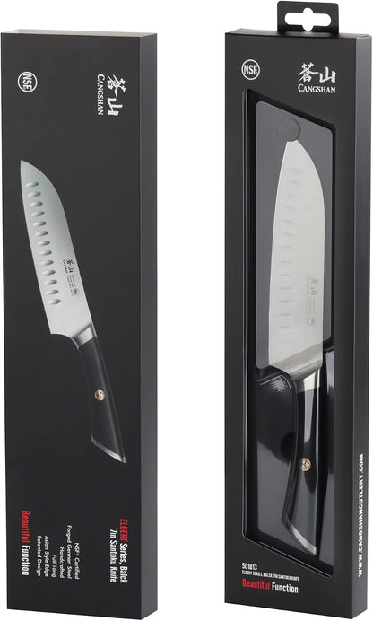 ELBERT Series German Steel Forged 7" Santoku Knife (Black)7