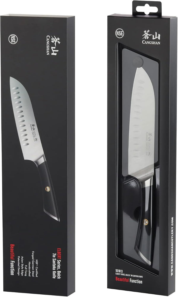 ELBERT Series German Steel Forged 7" Santoku Knife (Black)7