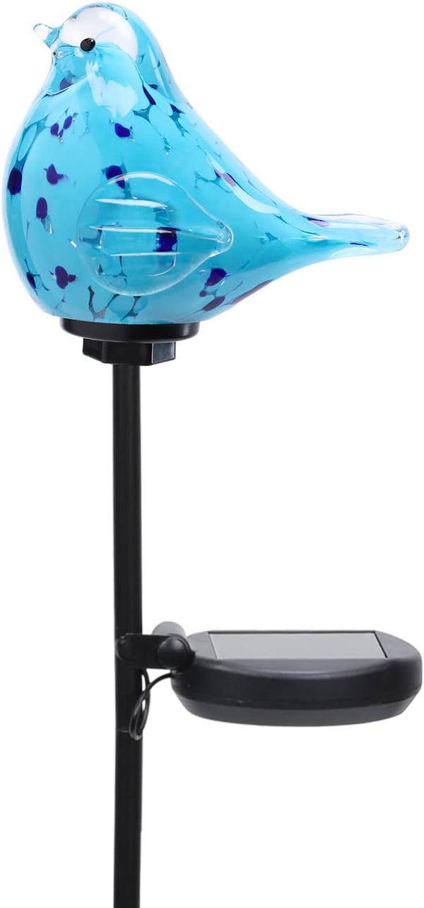 Solar Garden Stake, Hand-Blown Glass Bluebird Light Outdoor Garden Decor8